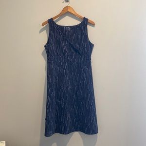 Blue V-neck dotted dress